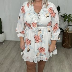 NWOT B1921 XL White Tropical Floral Dress
